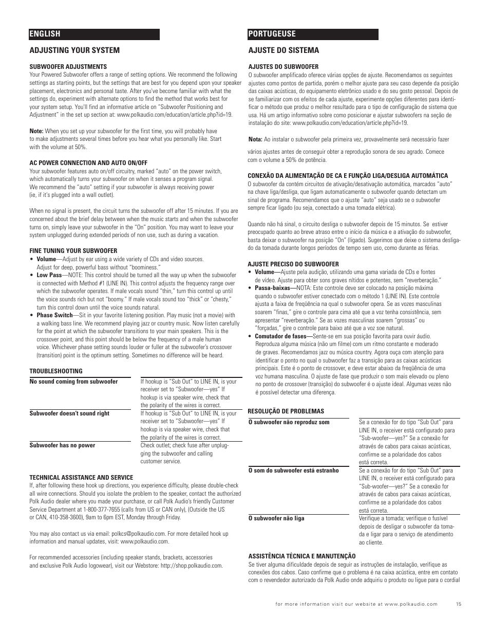 Polk Audio RM700 User Manual | Page 15 / 20