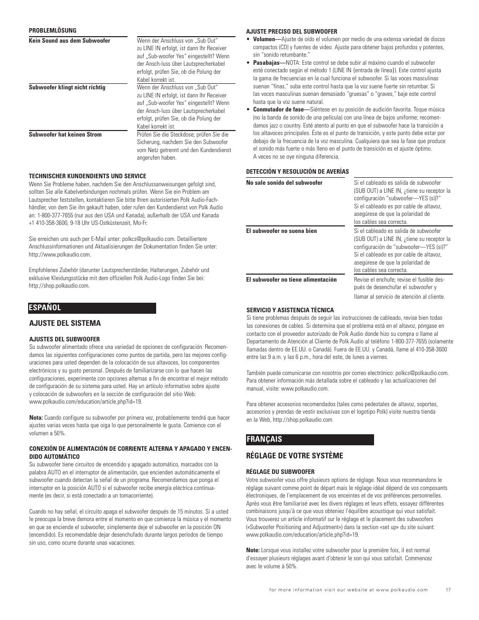 Polk Audio RM700 User Manual | Page 17 / 20