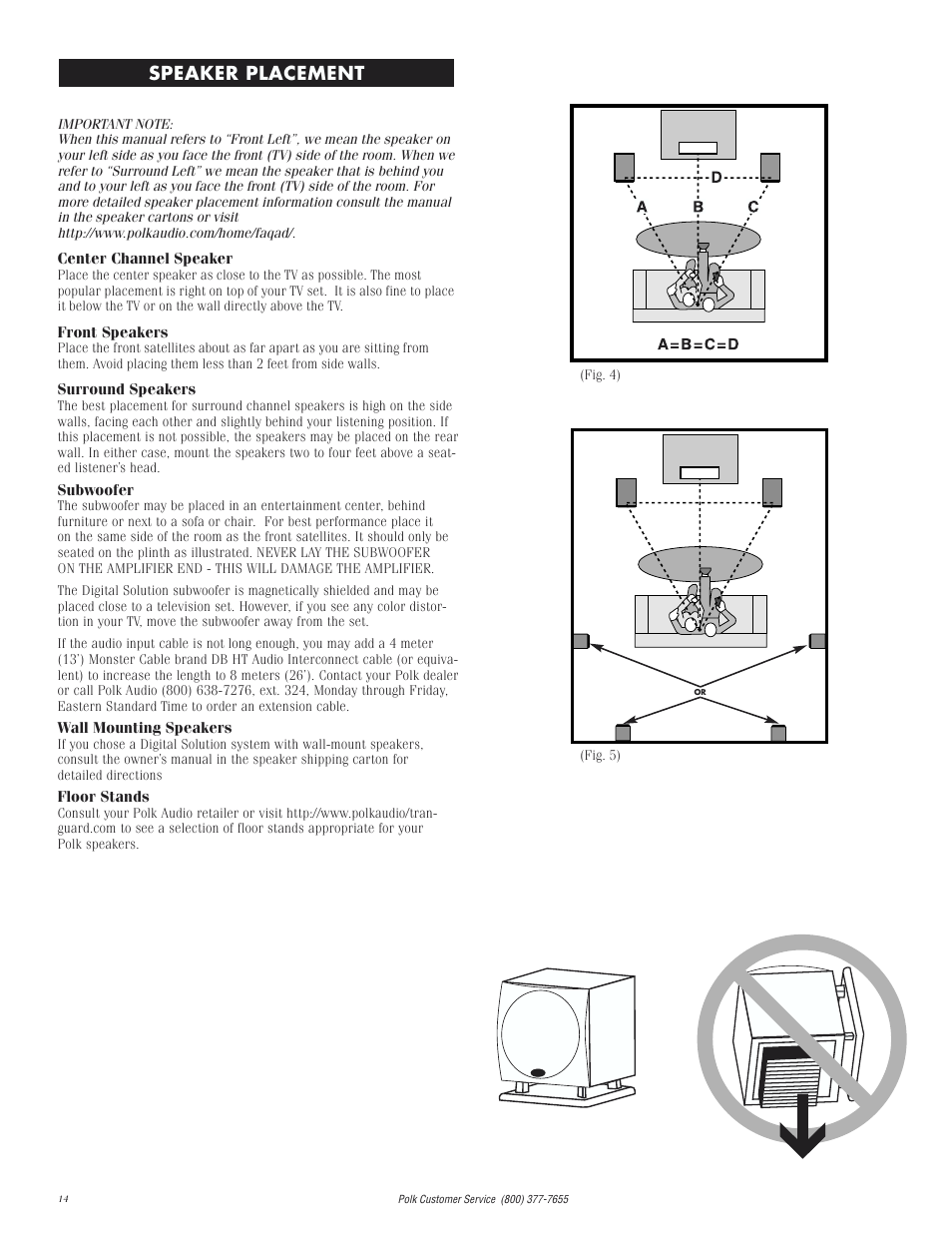 Speaker placement | Polk Audio Digital Solution System User Manual | Page 14 / 32