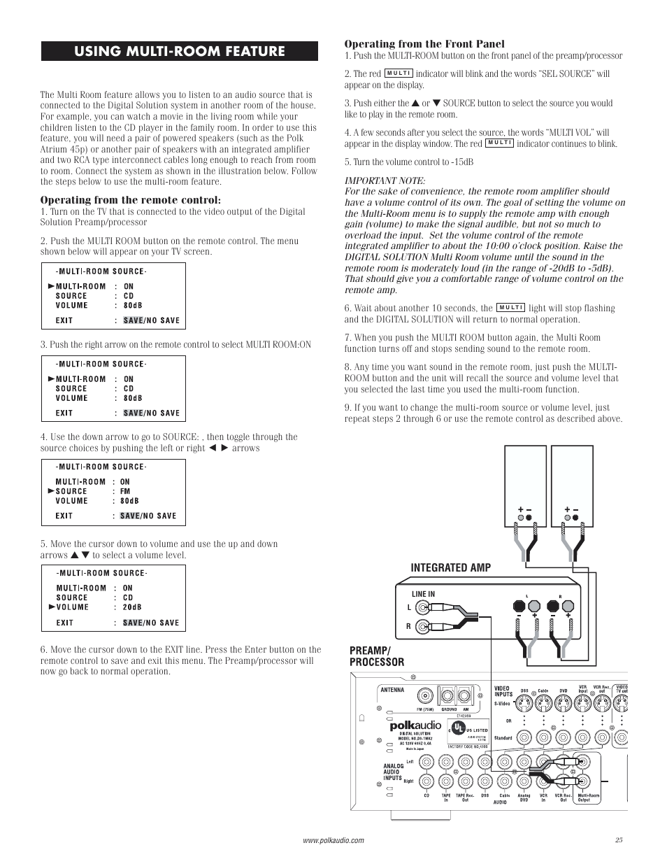 Using multi-room feature | Polk Audio Digital Solution System User Manual | Page 25 / 32
