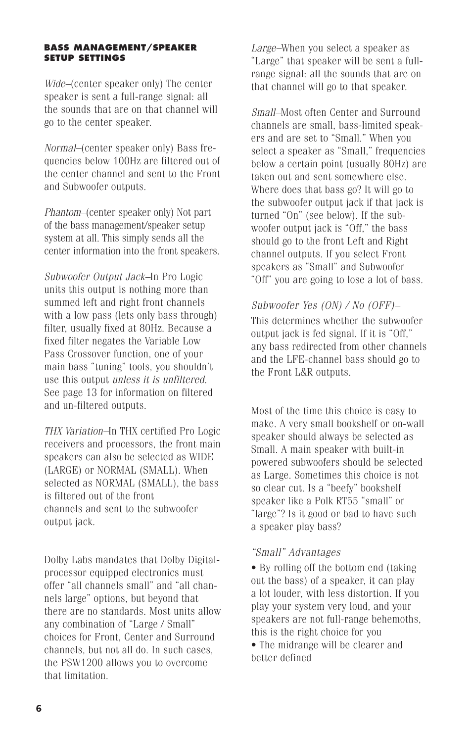 Polk Audio Subwoofer PSW1200 User Manual | Page 10 / 24