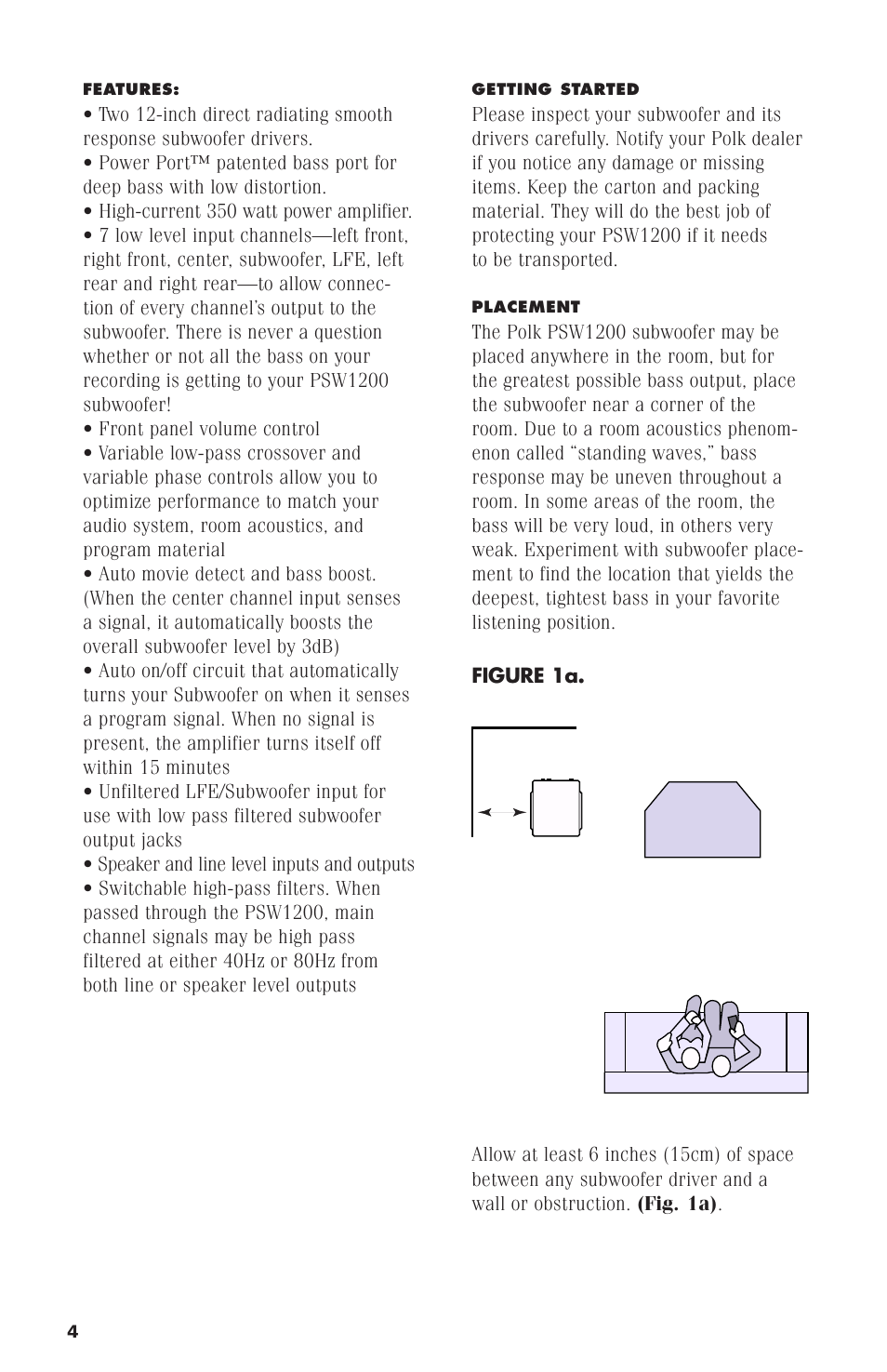 Polk Audio Subwoofer PSW1200 User Manual | Page 6 / 24