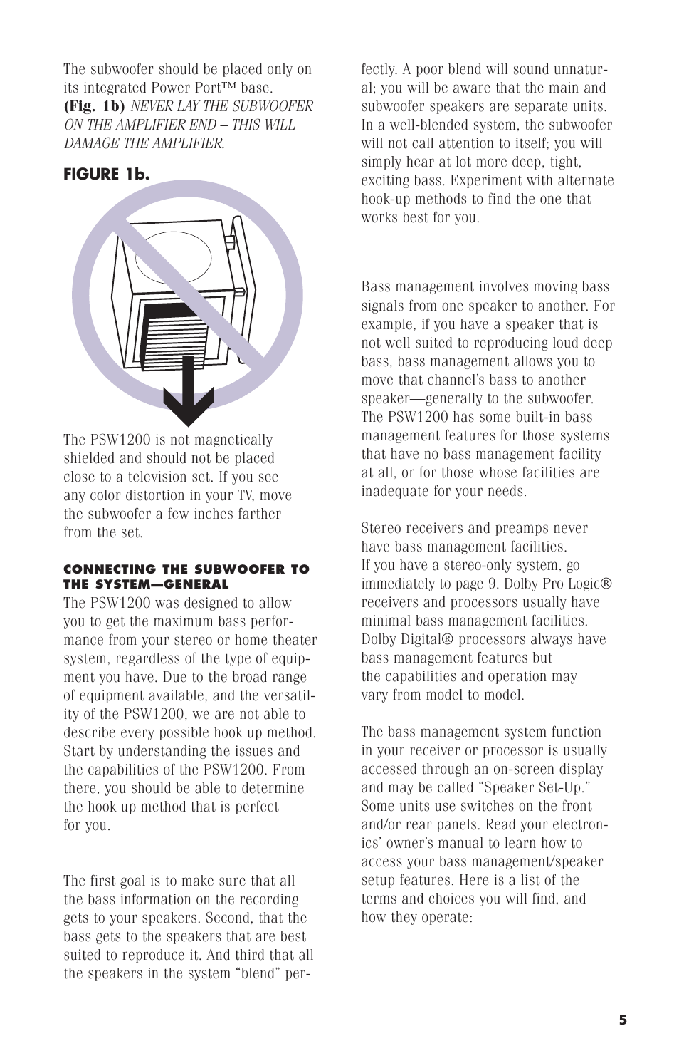 Polk Audio Subwoofer PSW1200 User Manual | Page 9 / 24