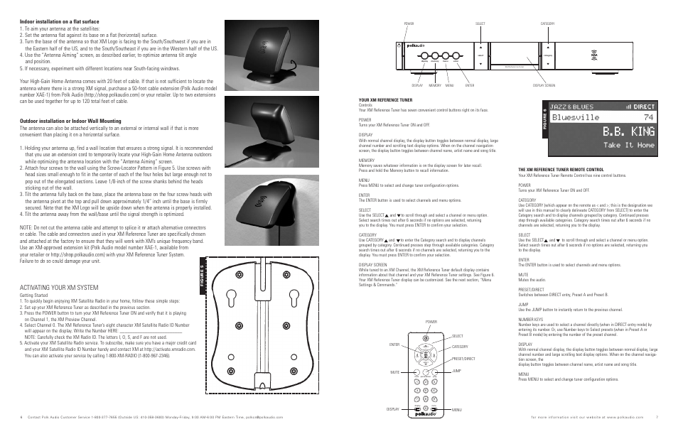 Activating your xm system | Polk Audio XRt112 User Manual | Page 4 / 7