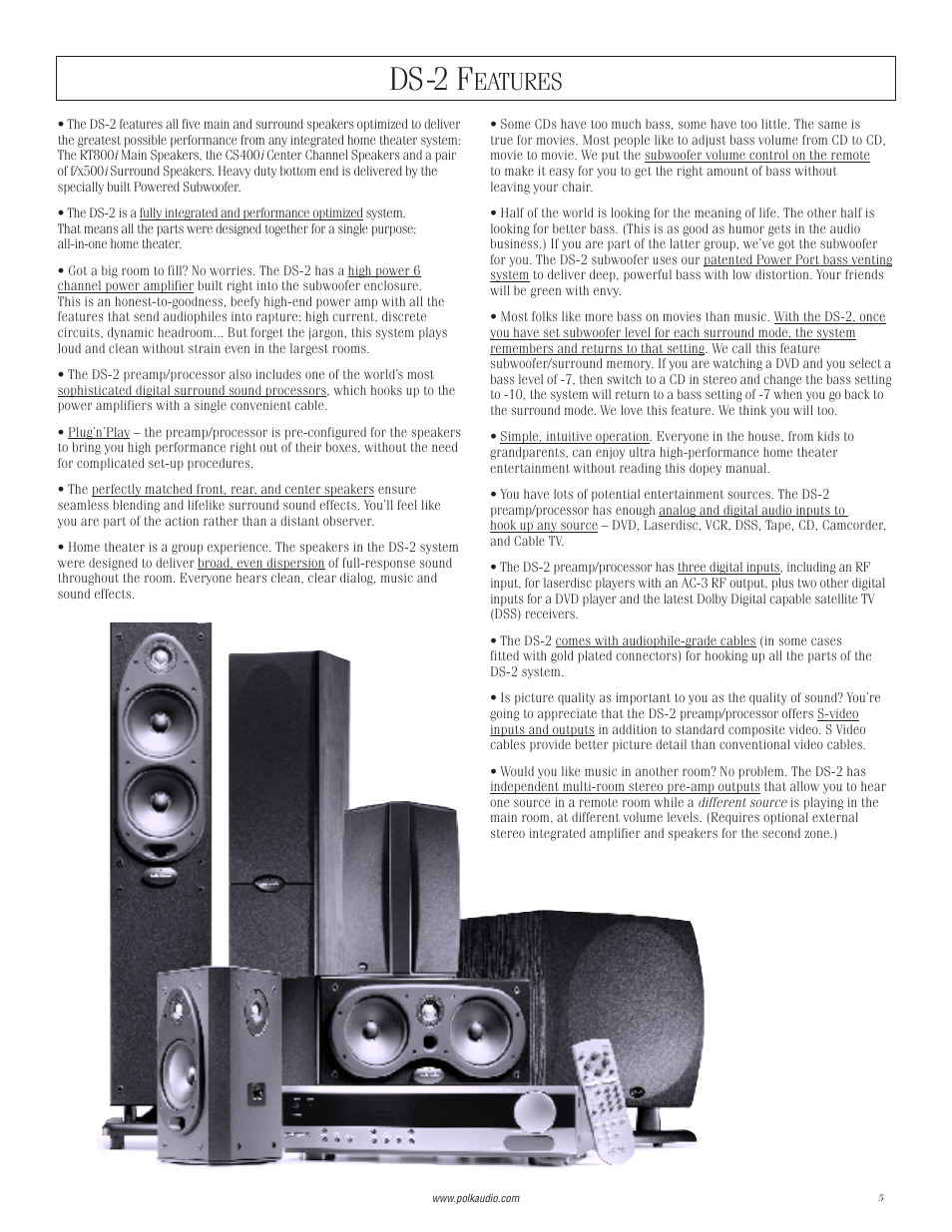 Ds-2 f, Eatures | Polk Audio I-Sonic 2 User Manual | Page 5 / 32