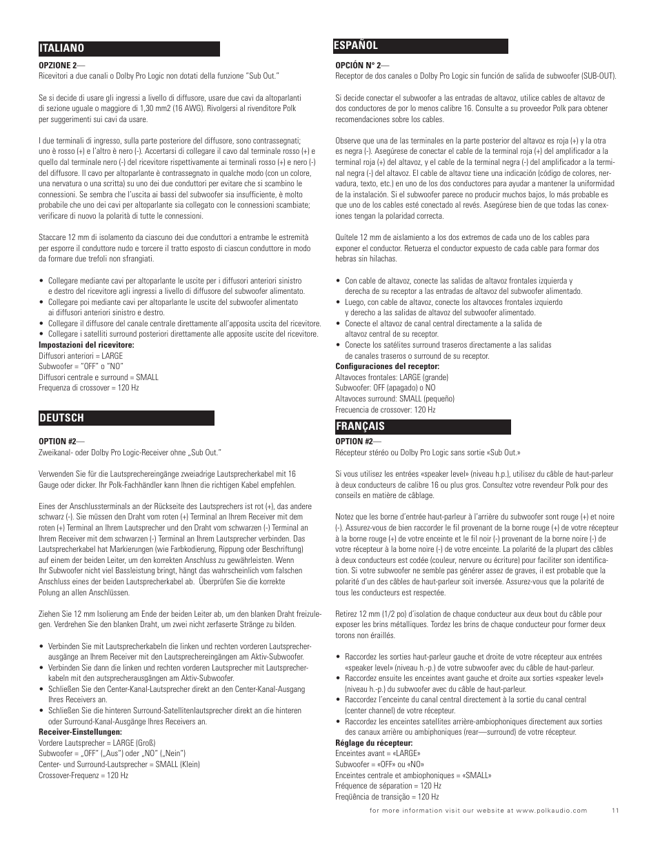 Polk Audio BLACKSTONE TL TL2600 User Manual | Page 11 / 16