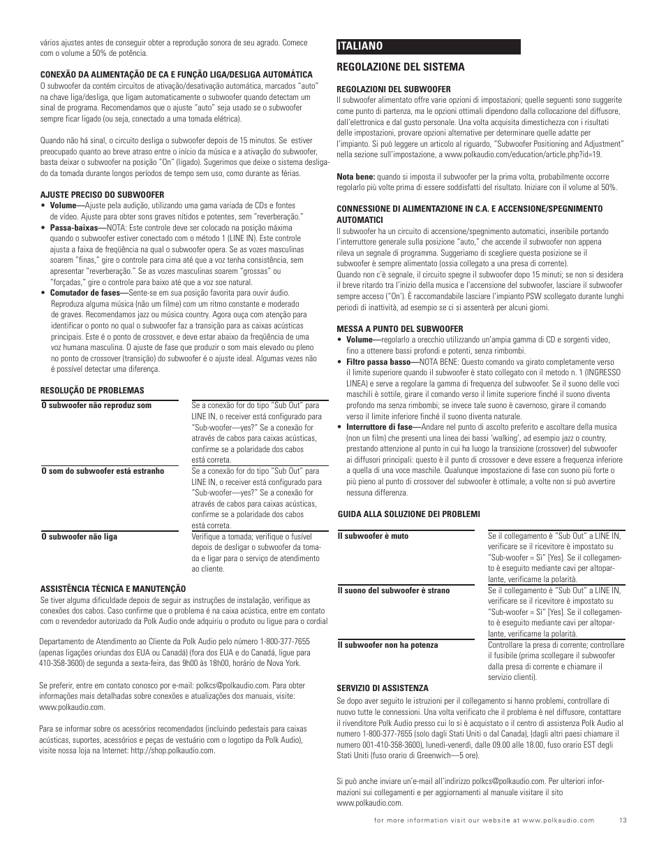 Polk Audio BLACKSTONE TL TL2600 User Manual | Page 13 / 16