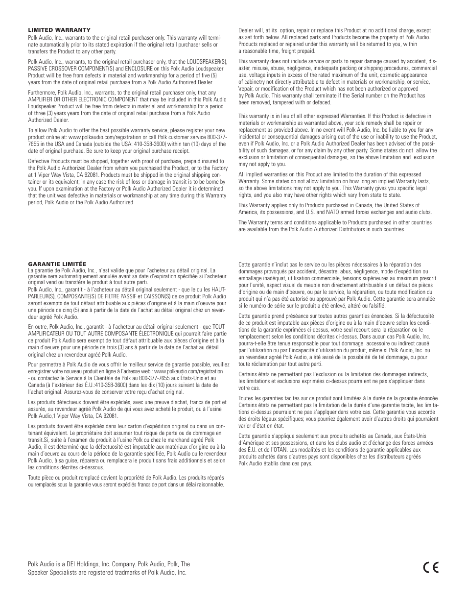 Polk Audio BLACKSTONE TL TL2600 User Manual | Page 16 / 16