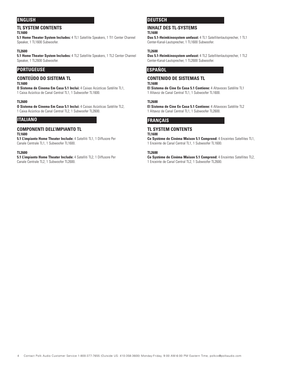 Polk Audio BLACKSTONE TL TL2600 User Manual | Page 4 / 16