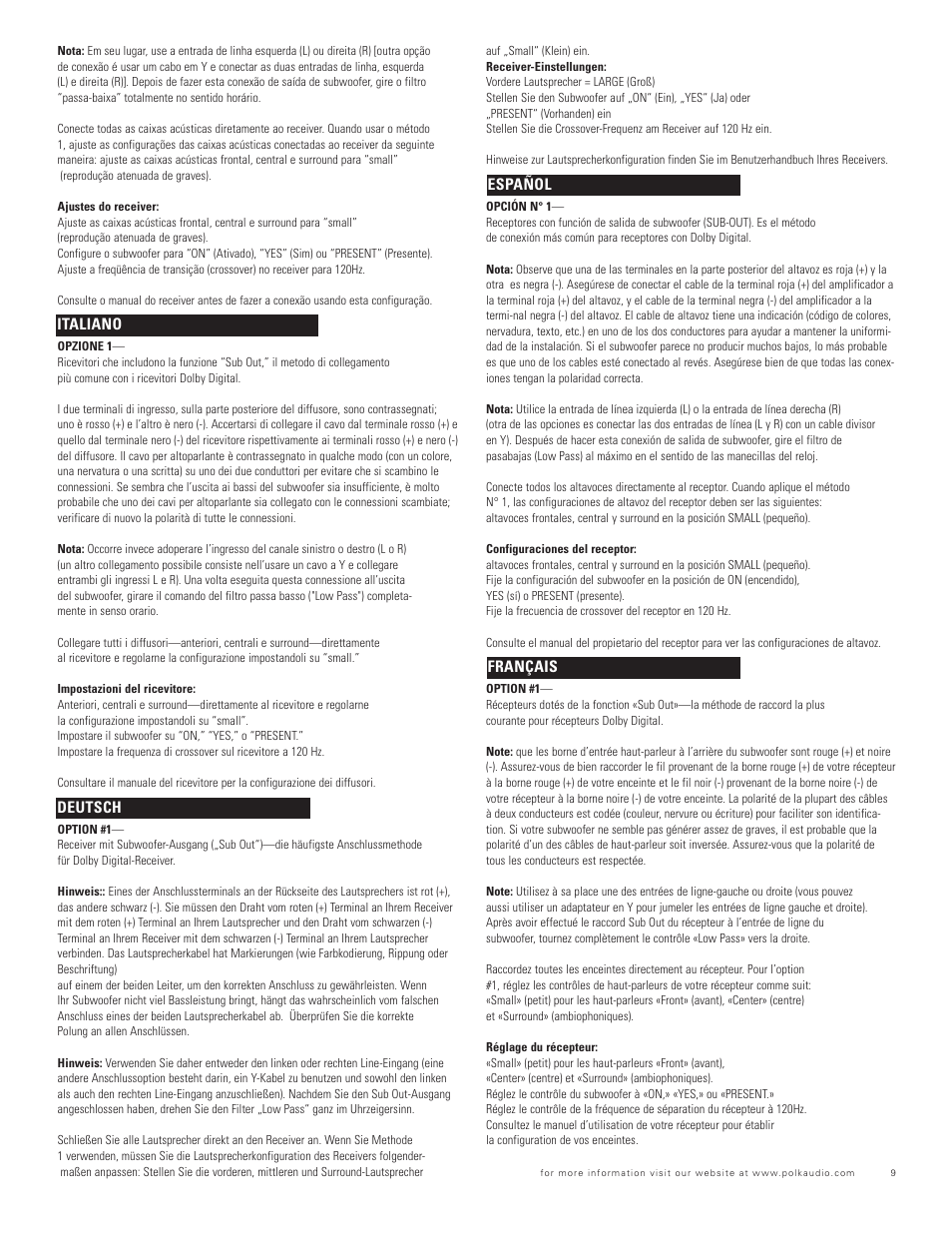 Polk Audio BLACKSTONE TL TL2600 User Manual | Page 9 / 16