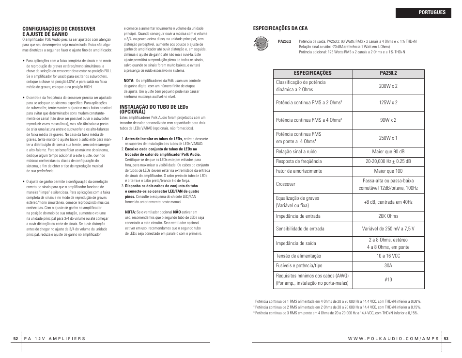 Polk Audio 2 Channel Amplifier PA250.2 User Manual | Page 27 / 31