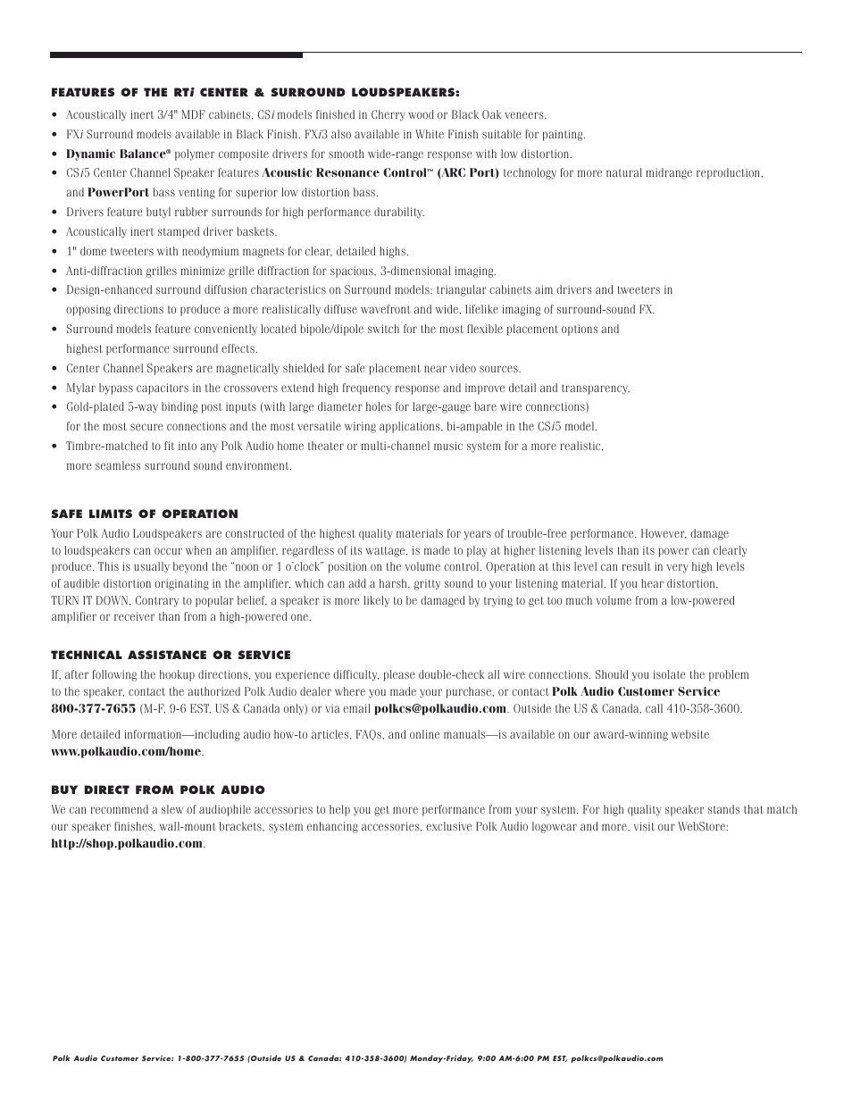 Polk Audio CSi3 User Manual | Page 2 / 8