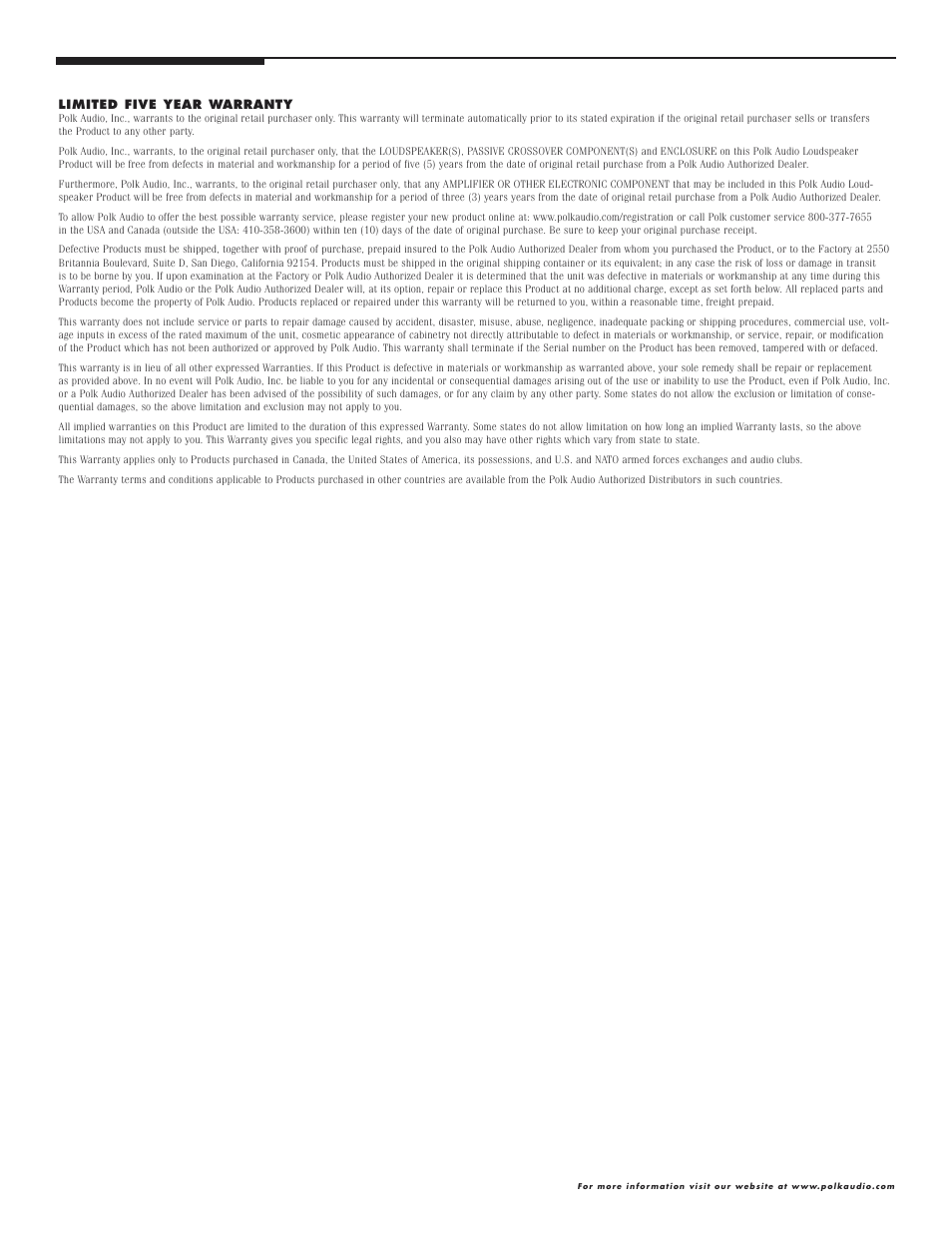 Polk Audio CSi3 User Manual | Page 7 / 8