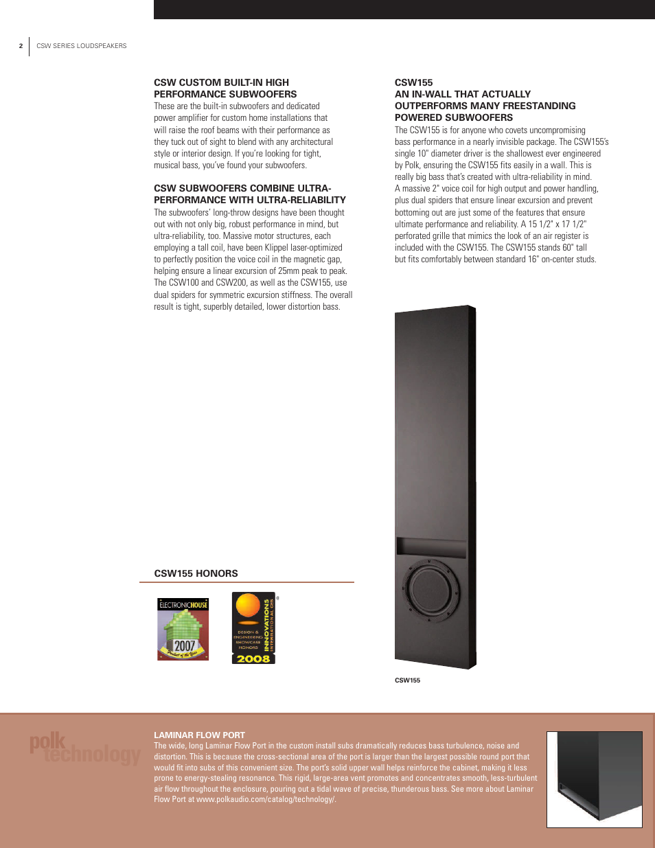 Polk technology | Polk Audio CSW Series User Manual | Page 2 / 6