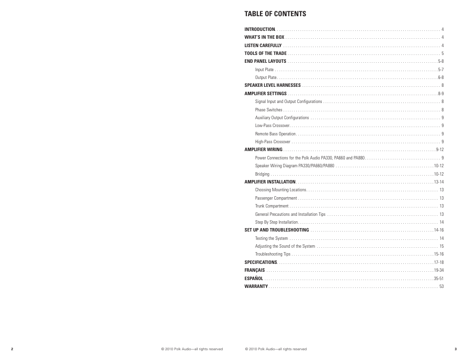 Polk Audio PA880 User Manual | Page 2 / 29