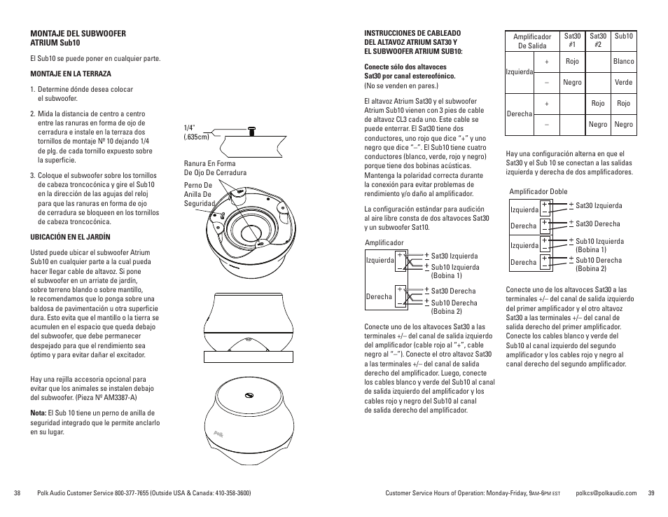 Polk Audio Atrium Sat30 User Manual | Page 20 / 23