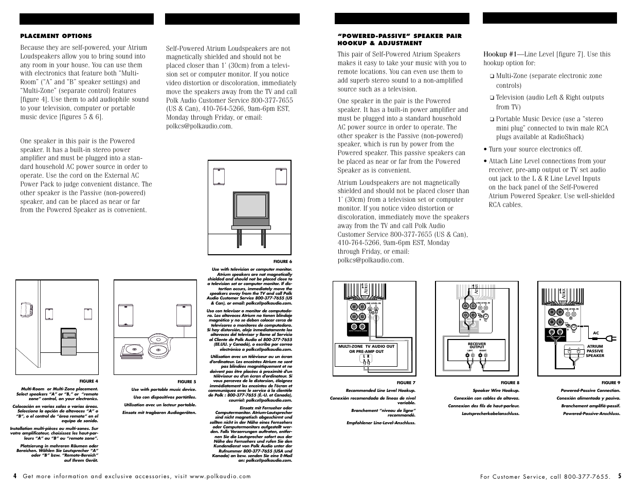 Input 1 input 2 output to passive speaker, Mono stereo 18vac | Polk Audio 45P User Manual | Page 3 / 7
