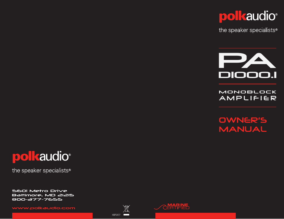 Polk Audio PAD1000.1 User Manual | 32 pages