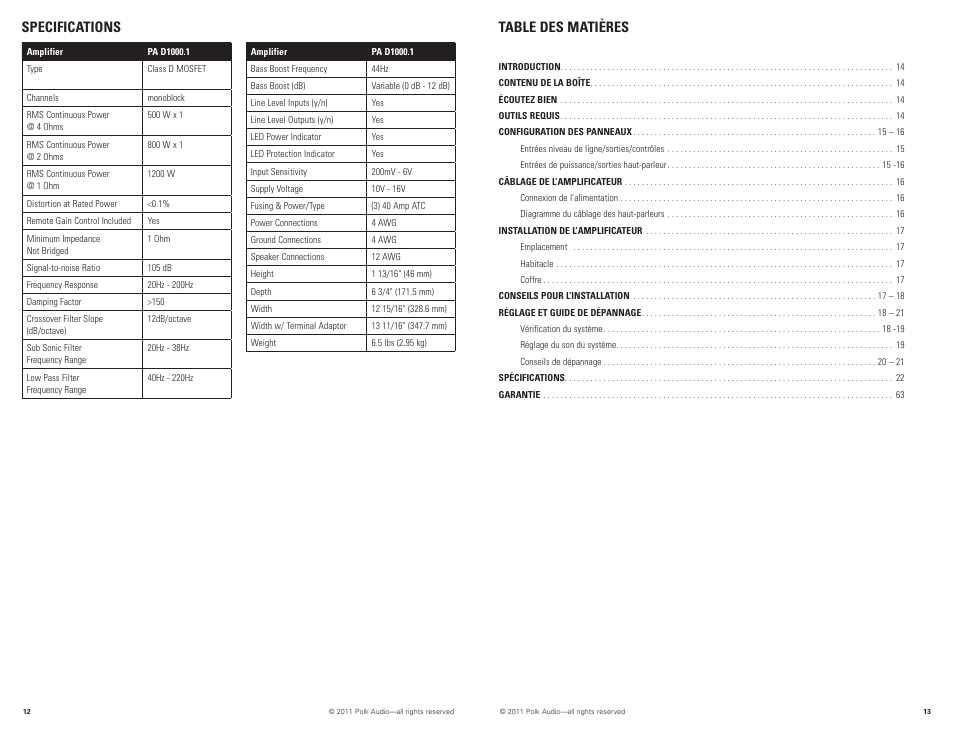 Polk Audio PAD1000.1 User Manual | Page 7 / 32