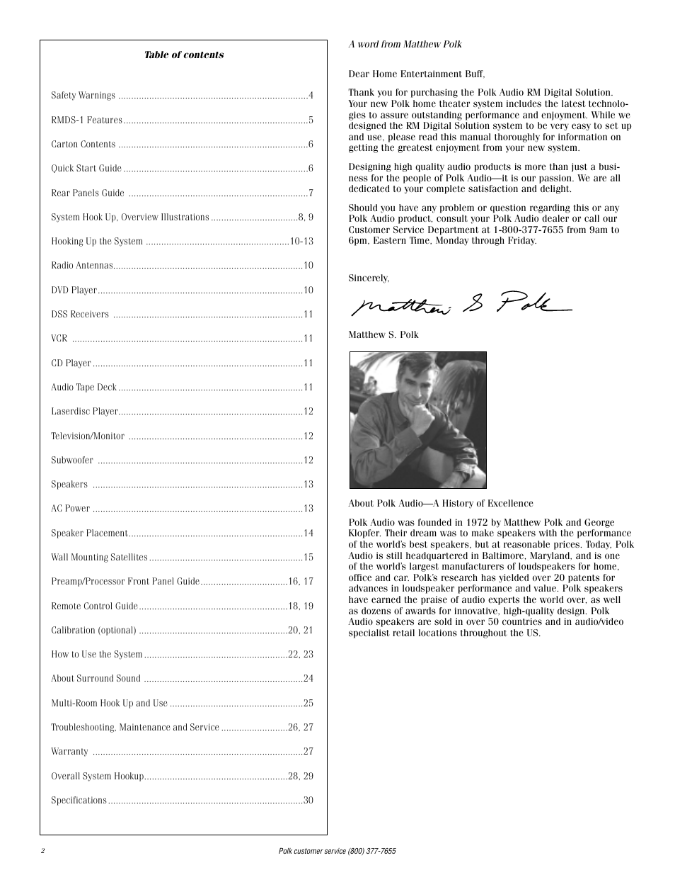 Polk Audio RMDS-1 User Manual | Page 2 / 32