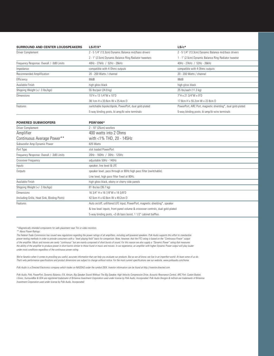 Polk Audio Lsi Series User Manual | Page 11 / 12