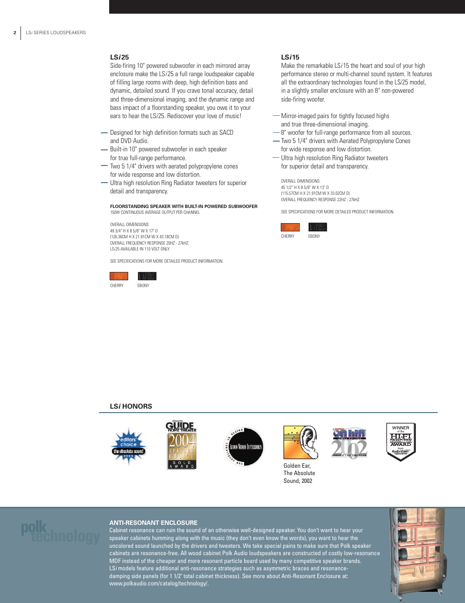 Polk technology | Polk Audio Lsi Series User Manual | Page 2 / 12