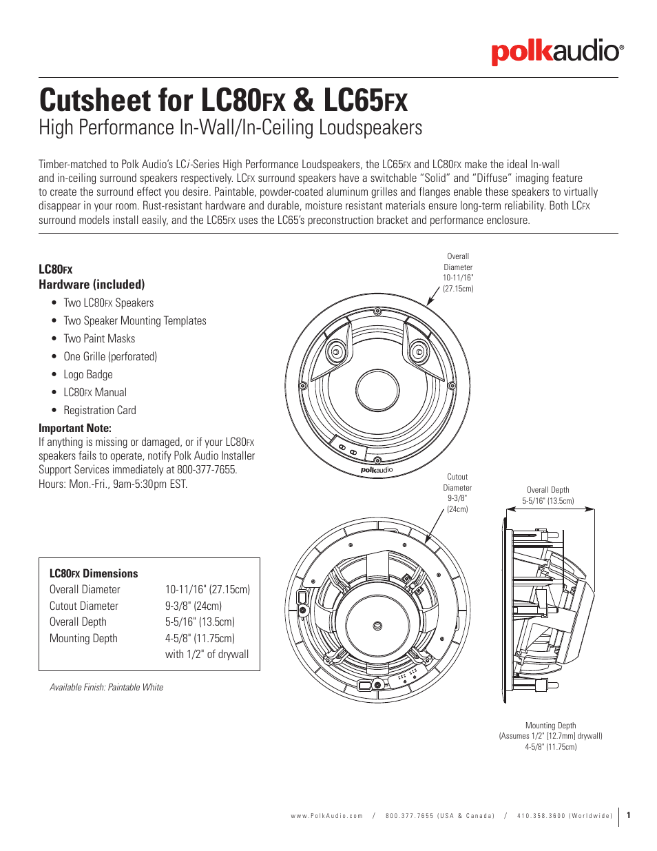 Polk Audio LC80fx User Manual | 4 pages