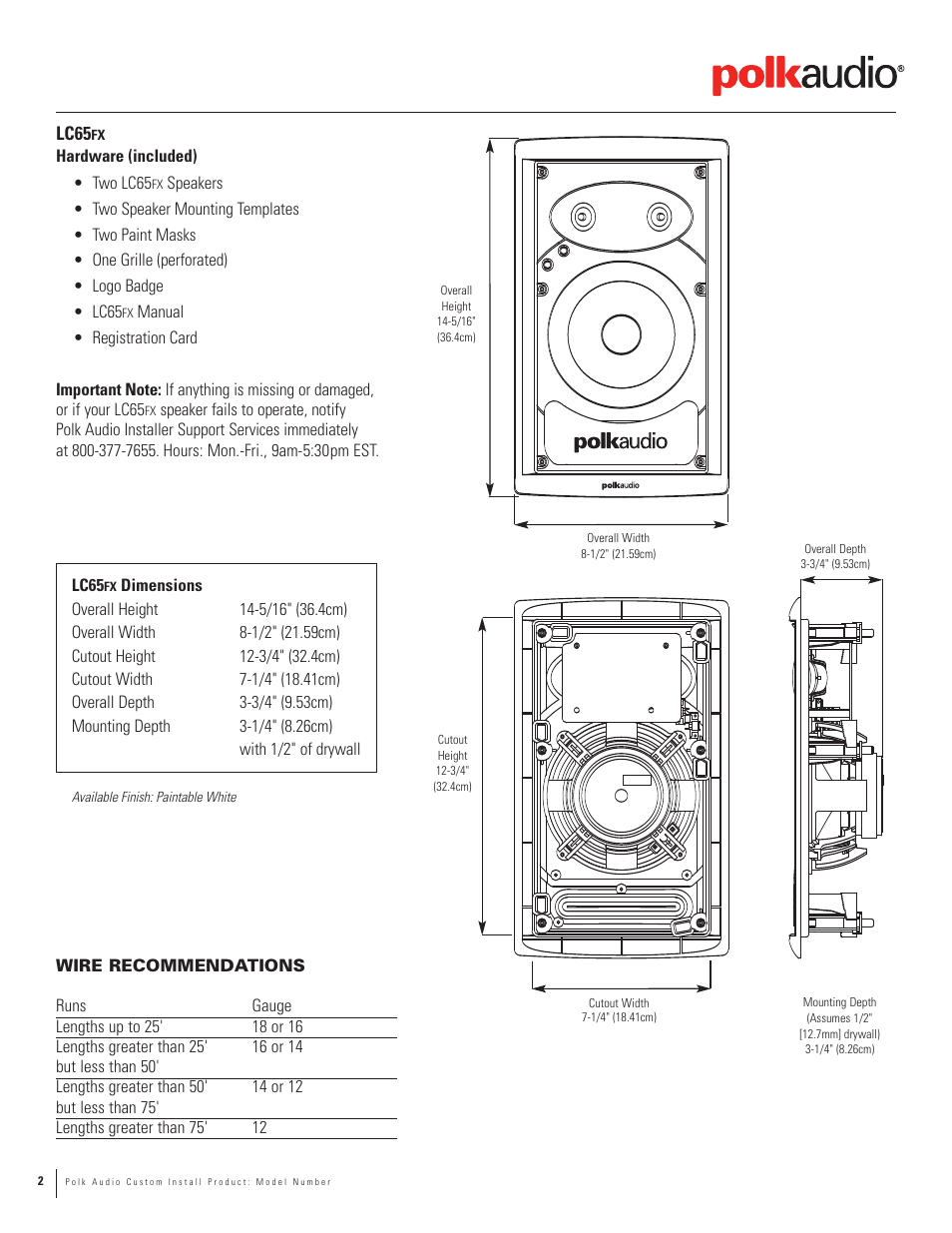 Polk Audio LC80fx User Manual | Page 2 / 4