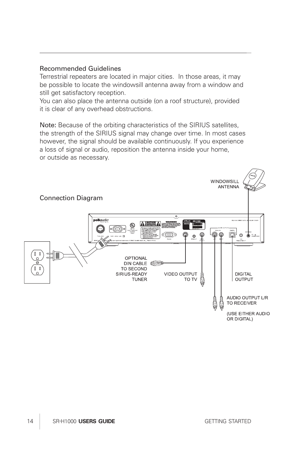 Polk Audio Sirius Satellite Radio Tuner SRH1000 User Manual | Page 14 / 60