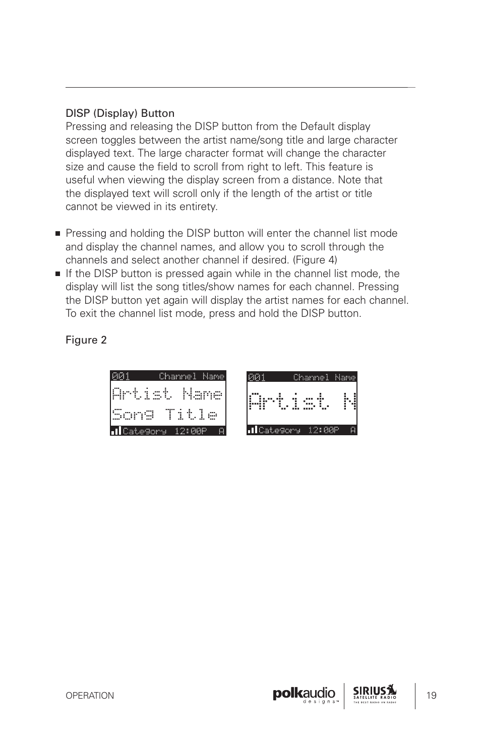 Polk Audio Sirius Satellite Radio Tuner SRH1000 User Manual | Page 19 / 60