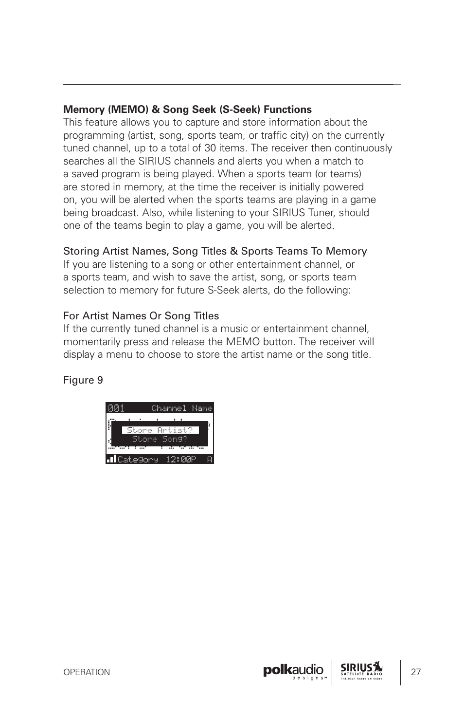 Polk Audio Sirius Satellite Radio Tuner SRH1000 User Manual | Page 27 / 60