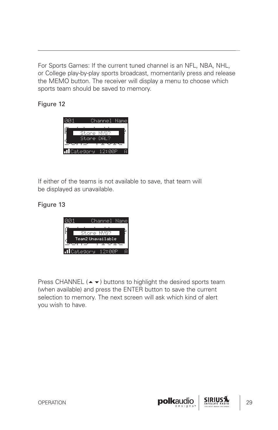 Polk Audio Sirius Satellite Radio Tuner SRH1000 User Manual | Page 29 / 60