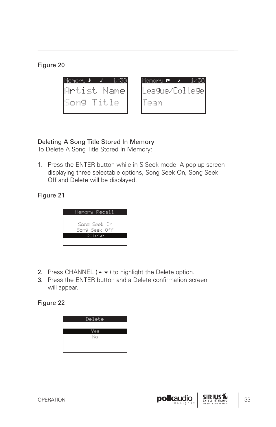 Polk Audio Sirius Satellite Radio Tuner SRH1000 User Manual | Page 33 / 60