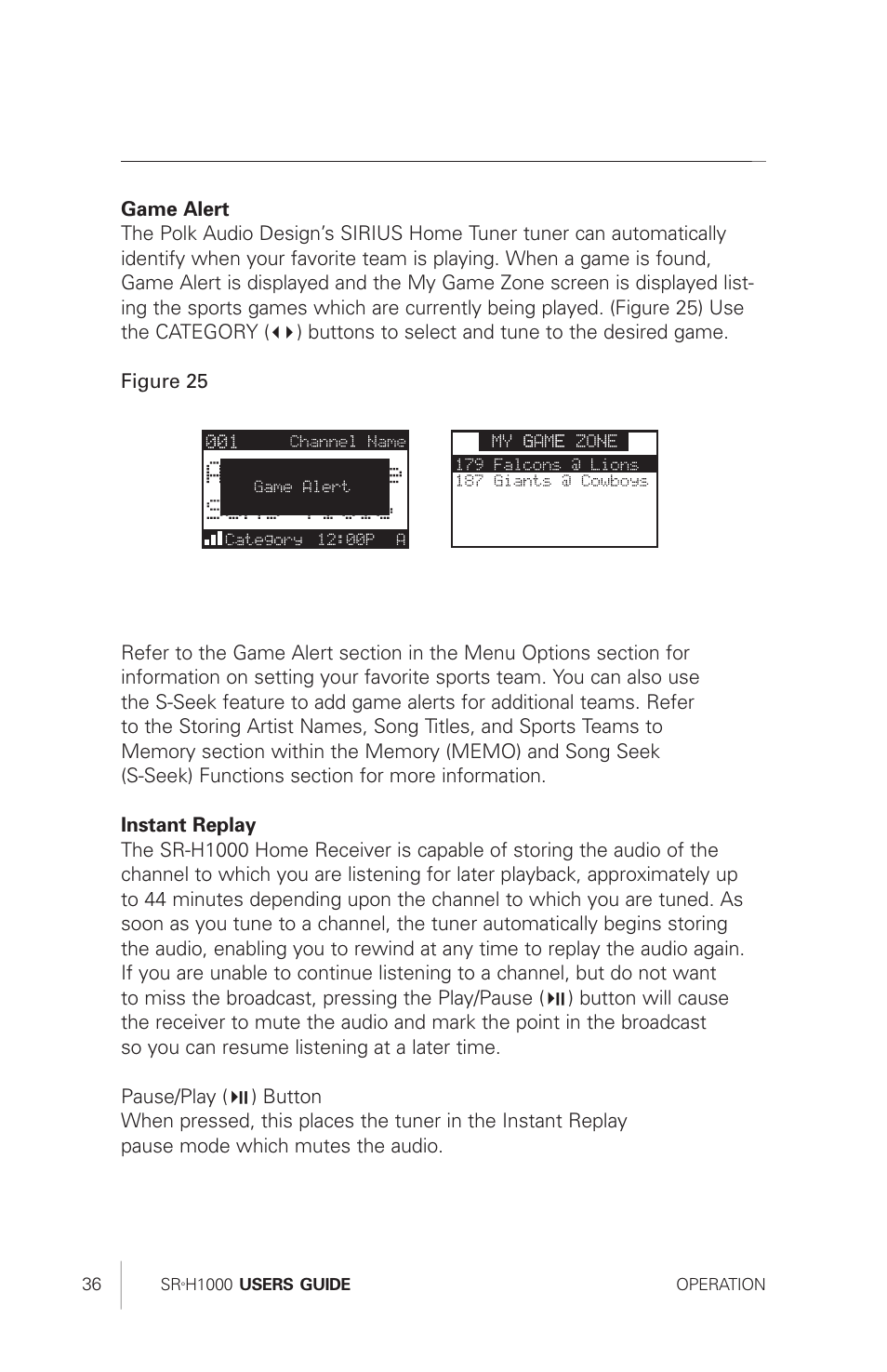 Polk Audio Sirius Satellite Radio Tuner SRH1000 User Manual | Page 36 / 60