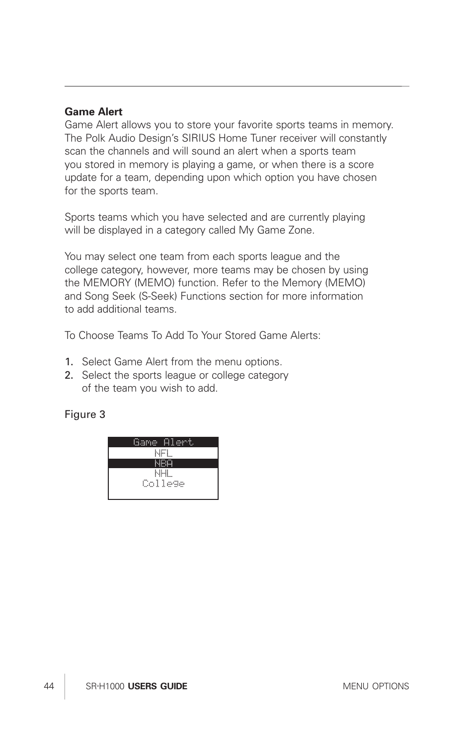 Polk Audio Sirius Satellite Radio Tuner SRH1000 User Manual | Page 44 / 60