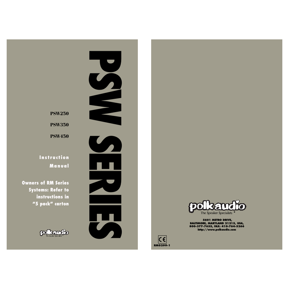 Polk Audio PSWSERIES PSW250 User Manual | 8 pages
