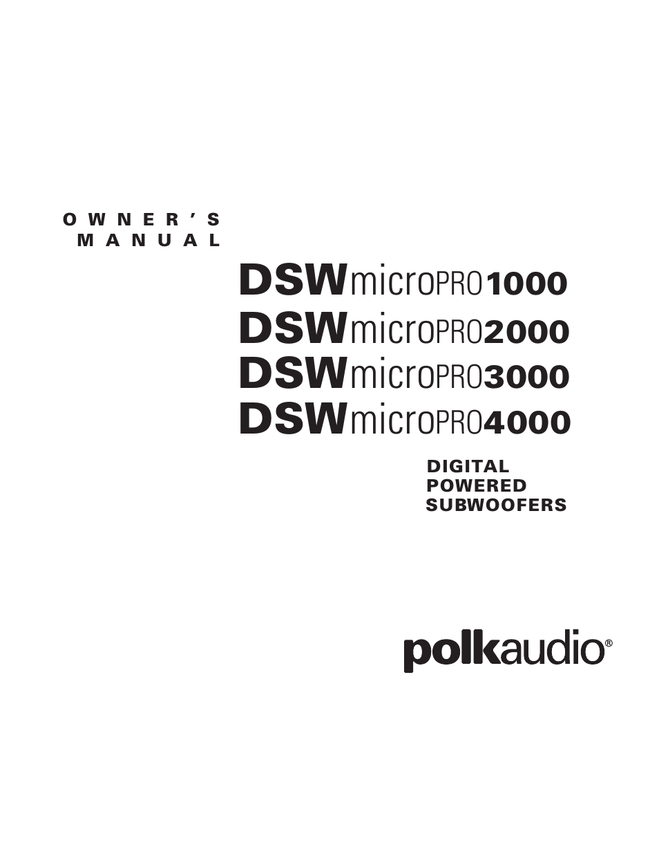 Polk Audio DSWmicroPRO1000 User Manual | 41 pages
