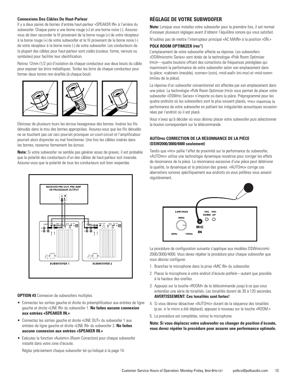 Réglage de votre subwoofer | Polk Audio DSWmicroPRO1000 User Manual | Page 13 / 41