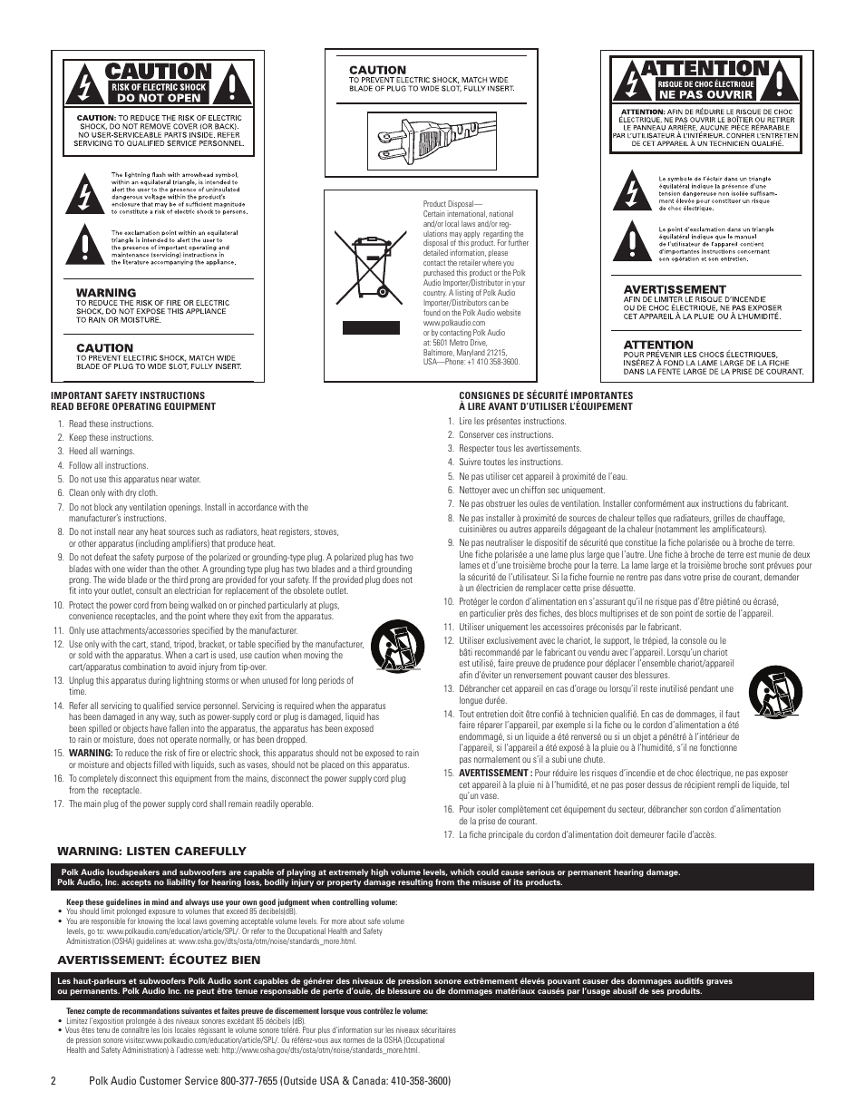 Polk Audio DSWmicroPRO1000 User Manual | Page 2 / 41