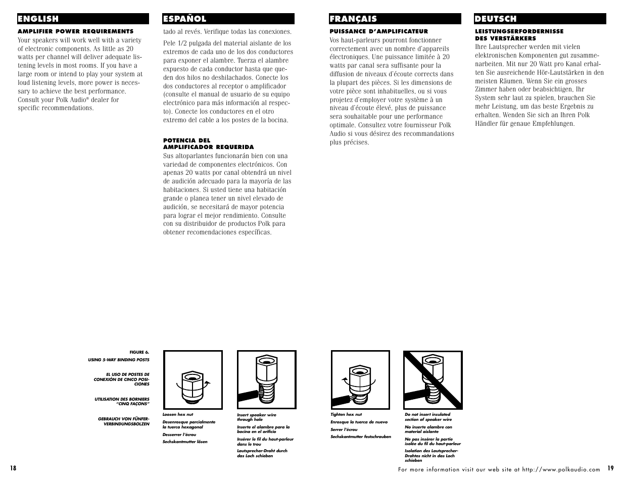 English español français deutsch | Polk Audio f/x1000 User Manual | Page 10 / 14