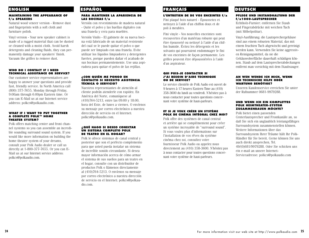 Polk Audio f/x1000 User Manual | Page 13 / 14