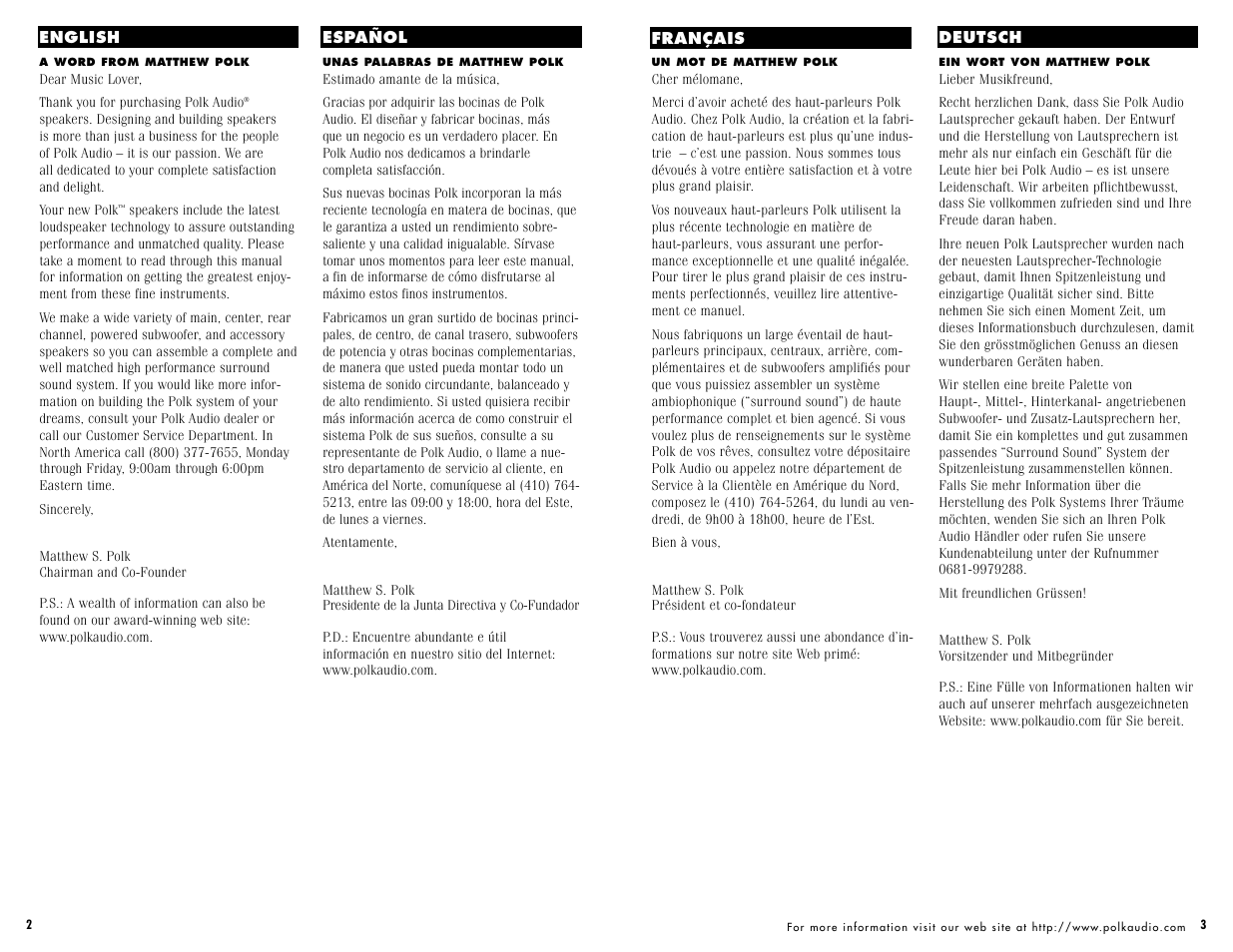 Polk Audio f/x1000 User Manual | Page 2 / 14