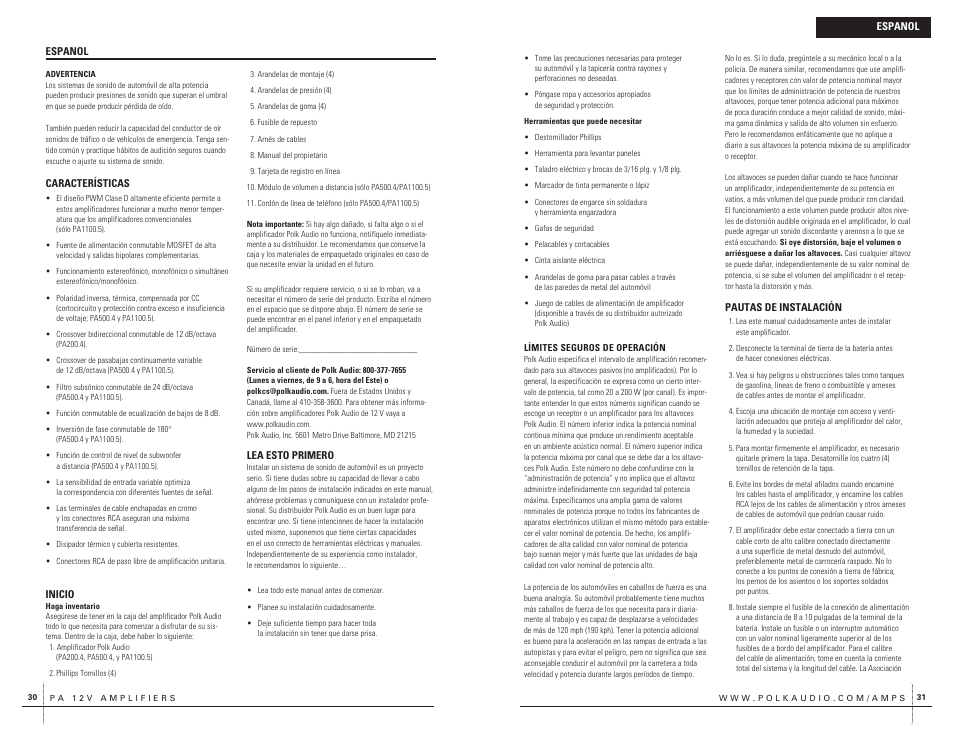 Polk Audio PA200.4 User Manual | Page 16 / 43