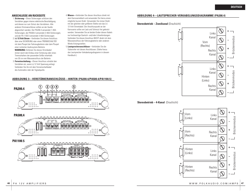 Bridged | Polk Audio PA200.4 User Manual | Page 24 / 43