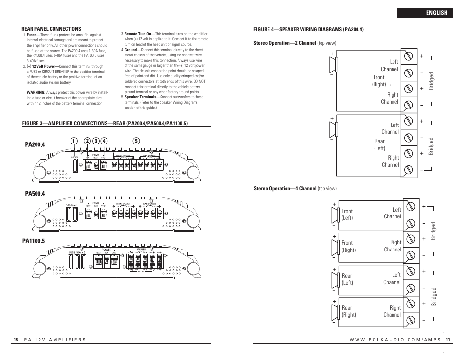 Bridged | Polk Audio PA200.4 User Manual | Page 6 / 43