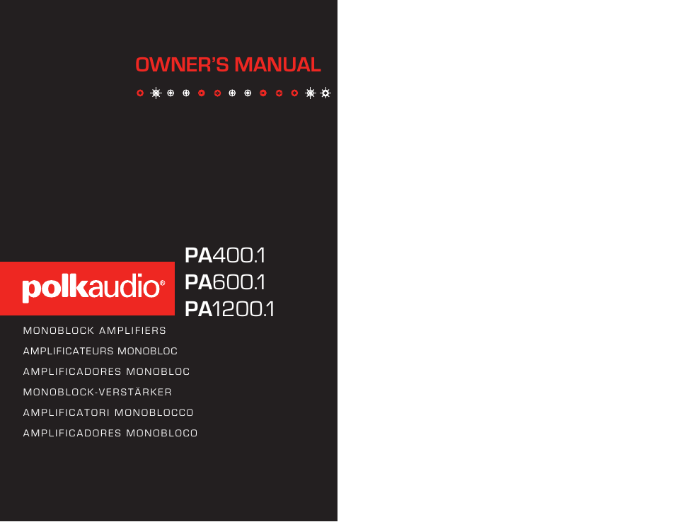 Polk Audio PA400.1 User Manual | 39 pages