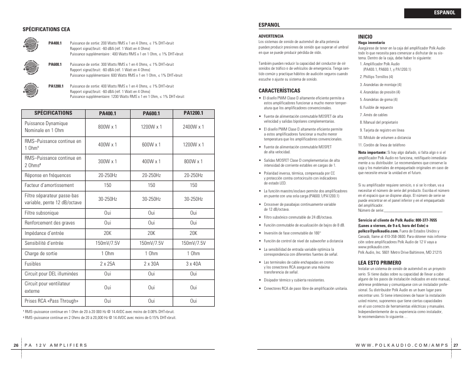 Polk Audio PA400.1 User Manual | Page 14 / 39