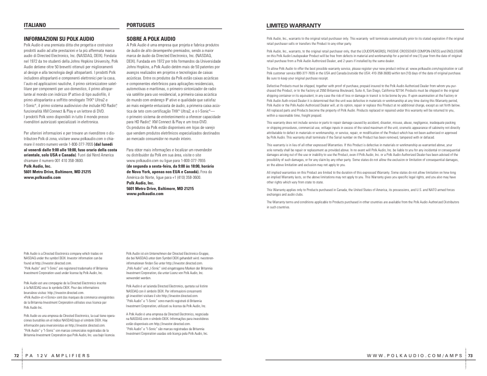 Polk Audio PA400.1 User Manual | Page 37 / 39