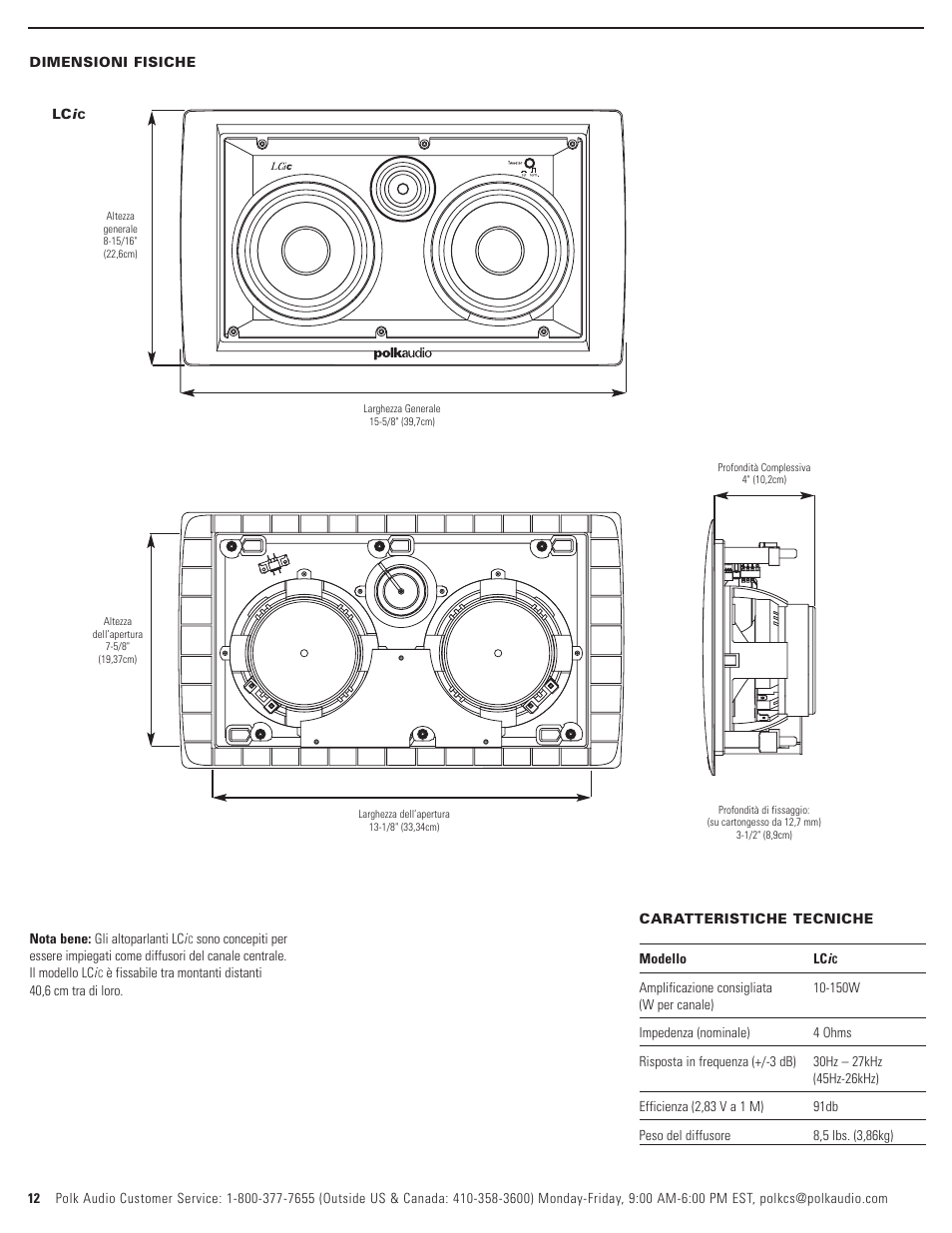 Polk Audio LCi-C User Manual | Page 12 / 22
