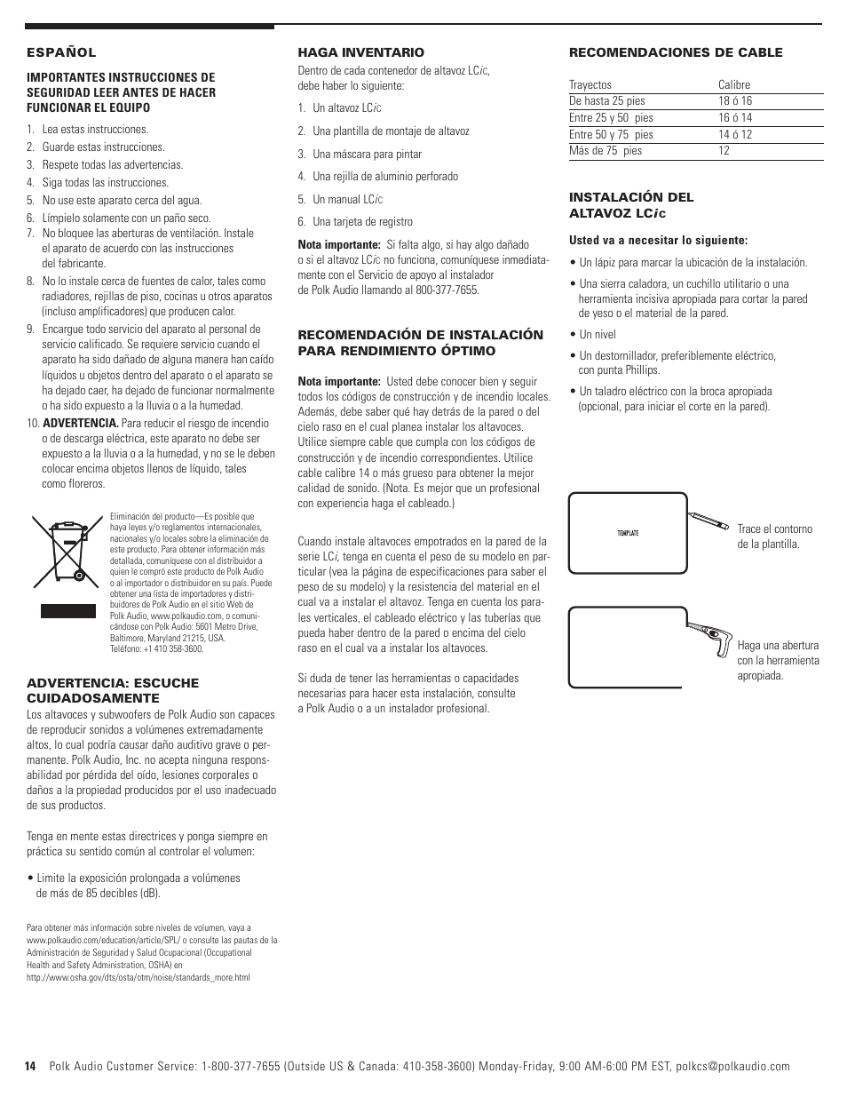 Polk Audio LCi-C User Manual | Page 14 / 22